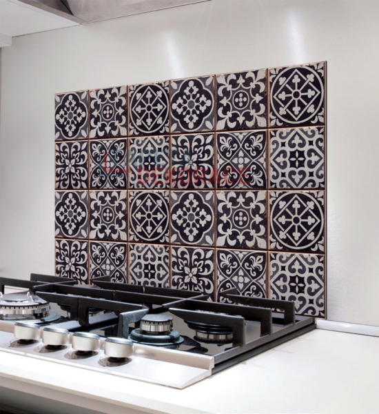 Samolepící panel za sporák Bellacasa kachličky obklady 67253 / Žáruvzdorná samolepka dekorace do kuchyně, koupelny Tiles Azulejos Crearreda (47 x 65 cm)