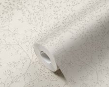 Vliesová tapeta listy s leskem, bílá, krémová barva - přírodní motiv - vliesová tapeta od A.S.Création