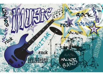 Vliesová fototapeta Modrá kytara 375 x 250 cm + lepidlo zdarma / MS-5-0323 vliesové fototapety na zeď DIMEX