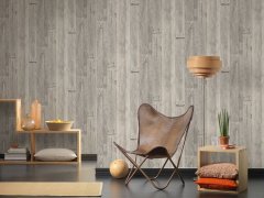 Moderní vliesová tapeta Elements, Dekora Natur 6, Wood´n Stone 2 imituje dřevěná prkna. Prkna jsou v béžové, krémové a šedé barvě