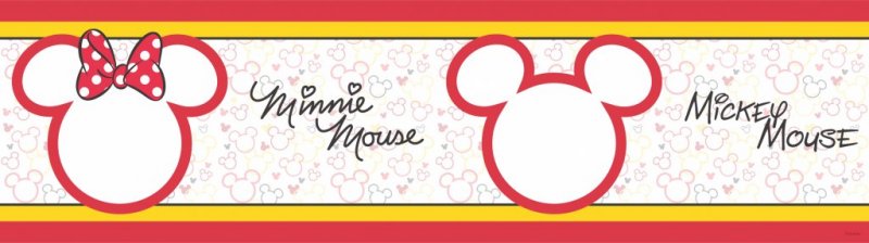 Samolepicí bordura pro děti Minnie Mouse, Mickey Mouse WBD8068 (14 cm x 5 m) / Dětské samolepicí bordury AG Design