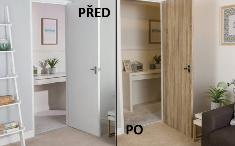 renovace dveří samolepicí tapetu