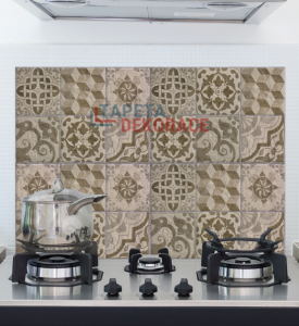 Samolepící panel za sporák Bellacasa béžové kachličky obkladačky 67254 / Žáruvzdorná samolepka dekorace do kuchyně, koupelny Beije Azulejos Crearreda (47 x 65 cm)