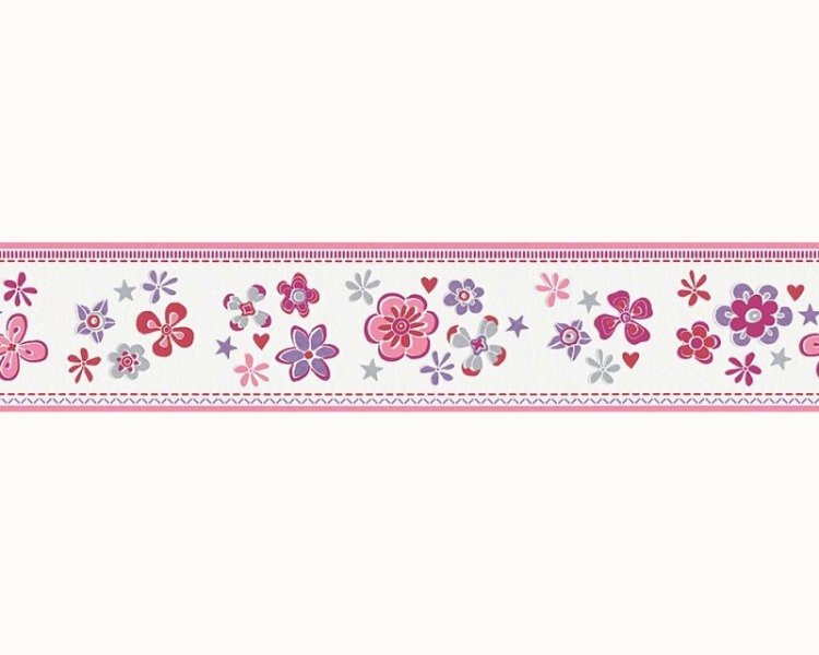 Dětská tapeta bordura 94127-3 růžové fialové kytičky / Vliesové bordury tapety pro děti  941273 Esprit Kids 5 (0,13 x 5,00 m) A.S.Création
