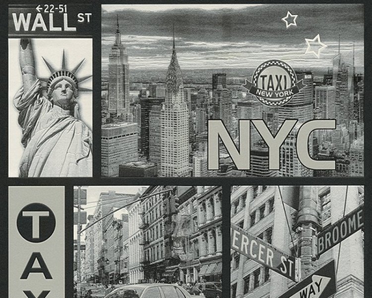 Moderní vinylová tapeta černá, metalická, taxi NYC 30045-2 / Tapety na zeď 300452 Boys and Girls 6 (0,53 x 10,05 m) A.S.Création