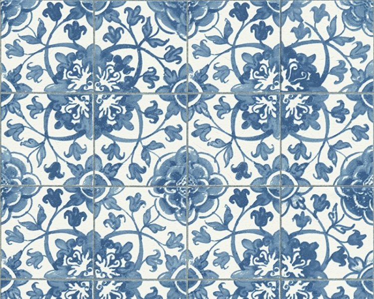 Moderní vinylová tapeta modrá, imitace kachliček 96247-1 / Tapety na zeď 962471 Faro 4 AS (0,53 x 10,05 m) A.S.Création