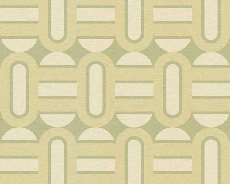 Vliesová tapeta retro, geometrická - zelená, krémová 395361 / Tapety na zeď 39536-1 Retro Chic (0,53 x 10,05 m) A.S.Création