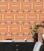 Vliesová tapeta retro, geometrická - hnědá, oranžová 395362 / Tapety na zeď 39536-2 Retro Chic (0,53 x 10,05 m) A.S.Création