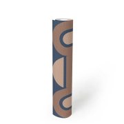 Vliesová tapeta retro, geometrická - hnědá, modrá, béžová 395363 / Tapety na zeď 39536-3 Retro Chic (0,53 x 10,05 m) A.S.Création