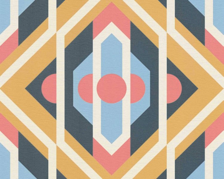Vliesová tapeta retro, geometrická - modrá, červená, žlutá 395314 / Tapety na zeď 39531-4 retro Chic (0,53 x 10,05 m) A.S.Création