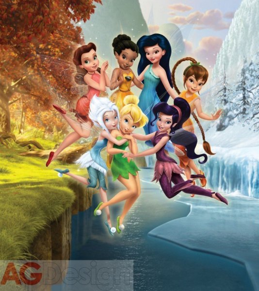 Fototapeta Víly FTDNXL-5105 / Fototapety 2 dílné Disney Fairies (180 x 202 cm) AG Design