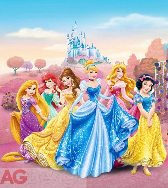 Fototapeta Princezny u zámku FTDNXL-5113 / Fototapety 2 dílné Disney Princess New (180 x 202 cm) AG Design