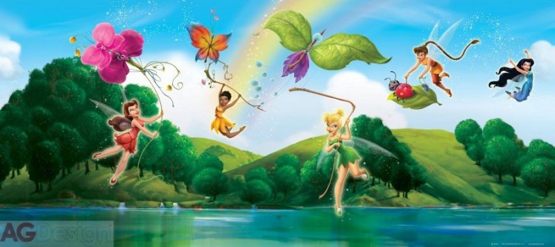 Vliesová fototapeta dětská Víly, Zvonilka FTDNH-5308 / Fototapety dětské  Disney Fairies under Water (202 x 90 cm) AG Design