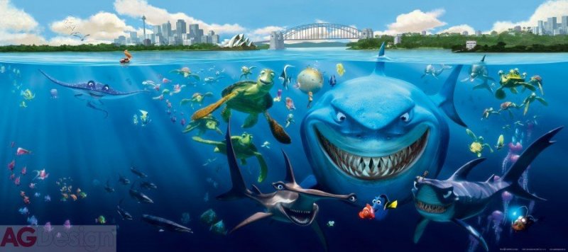 Vliesová fototapeta dětská Žralok, Hledá se Nemo FTDNH-5313 / Dětské obrazové tapety na zeď  Disney Nemo (202 x 90 cm) AG Design