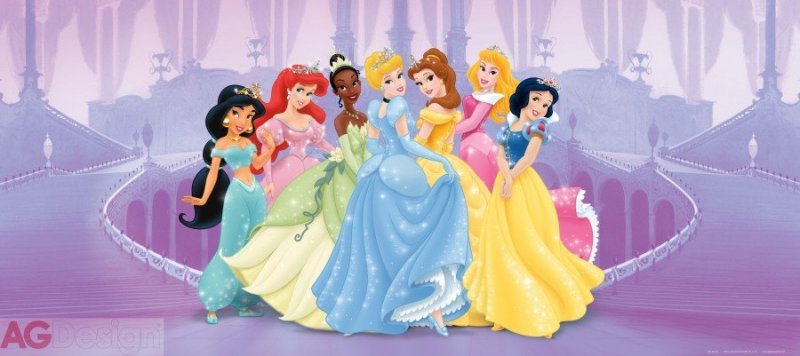 Vliesová fototapeta dětská Princezny na zámku FTDNH-5318 / Dětské obrazové tapety na zeď Disney Princess (202 x 90 cm) AG Design