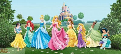 Vliesová fototapeta dětská Princezny v zahradě FTDNH-5325 / Dětské obrazové tapety na zeď Disney Princess (202 x 90 cm) AG Design