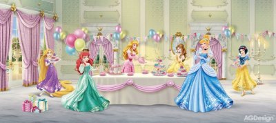 Vliesová fototapeta dětská Princezny na bále slaví FTDNH-5346 / Dětské obrazové tapety na zeď Disney Princess celebrate (202 x 90 cm) AG Design