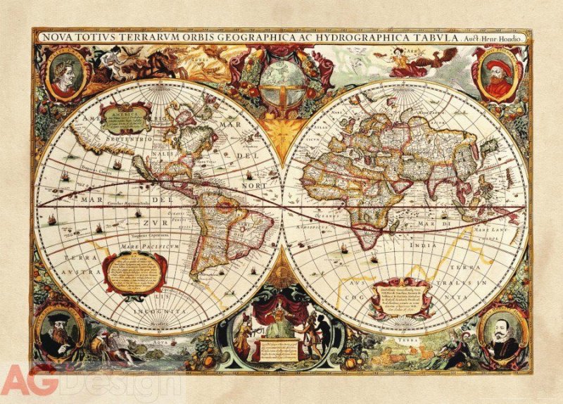 Vliesová fototapeta historická mapa světa FTNM-2630 / Fototapety 1-dílné World map (160 x 110 cm) AG Design