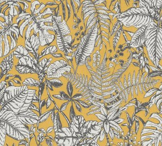 Vliesová tapeta listy, květinový vzor, žlutá, bílá, šedá barva 375203 / Tapety na zeď 37520-3 Daniel Hechter 6 (0,53 x 10,05 m) A.S.Création