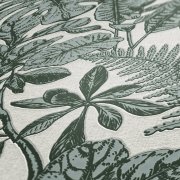 Vliesová tapeta na zeď zelená, bílá, šedá, květiny, listy, květinový vzor. Moderní vliesová tapeta z kolekce Daniel Hechter 6