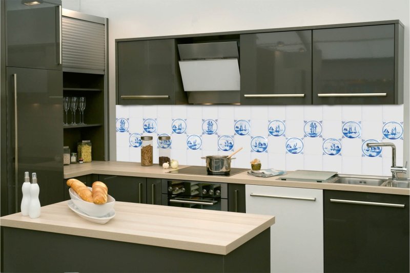 Samolepicí fototapeta na kuchyňskou linku Modré kachličky 260 x 60 cm / KI-260-167 / Fototapety do kuchyně Dimex