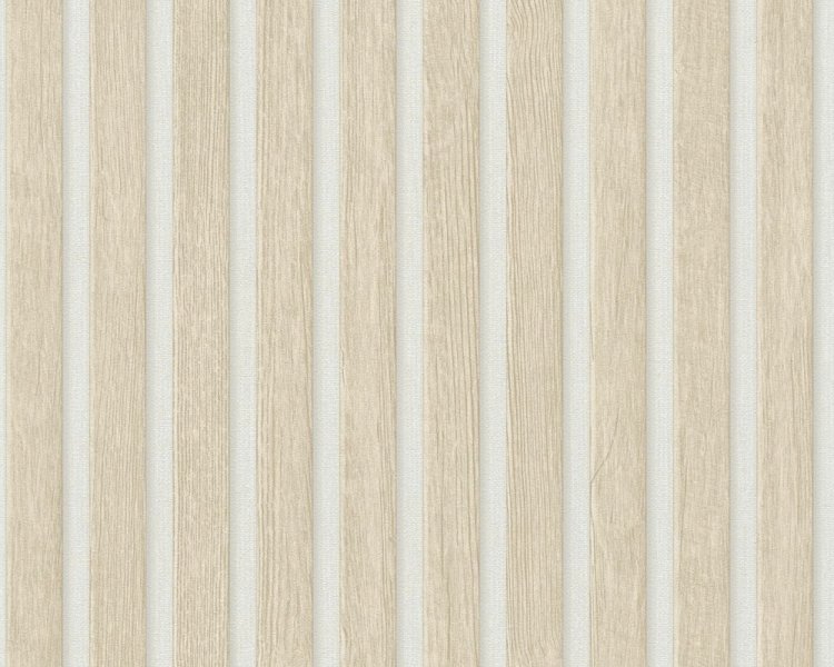 Vliesová tapeta dřevěné lamely, béžová,krémová, bílá barva, jemná struktura 391097 (0,53 x 10,05 m) A.S.Création