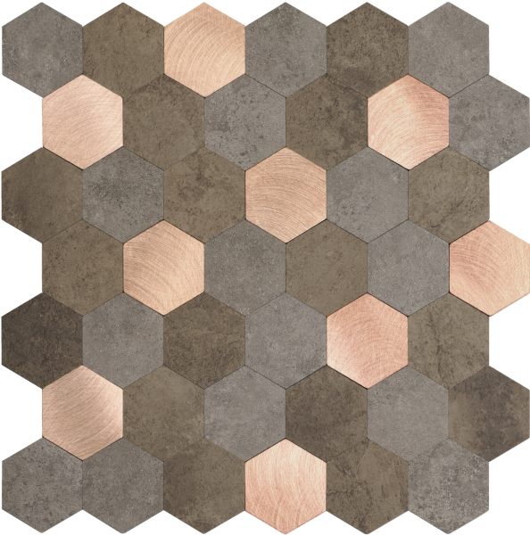 Kovové a kamenné hexagony, dlaždice 29 x 28,8 cm, 2704008 / obklady, prémiové samolepicí dlaždice na zeď d-c-fix