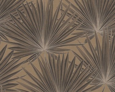 Vliesová tapeta hnědé, zlaté palmové listy 390904 / Tapety na zeď 39090-4 Antigua (0,53 x 10,05 m) A.S.Création