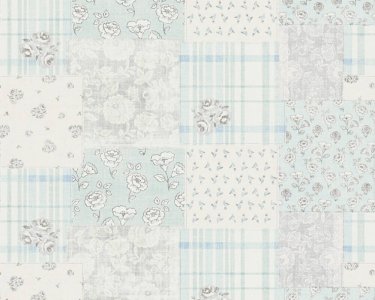 Vliesová tapeta s květinovým kostkovaným vzorem – modrá, šedá, bílá, 390664 / Tapety na zeď 39066-4 Maison Charme (0,53 x 10,05 m) A.S.Création