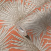 Vliesová tapeta oranžová, krémová, palmové listy 390903 / Tapety na zeď 39090-3 Antigua (0,53 x 10,05 m) A.S.Création