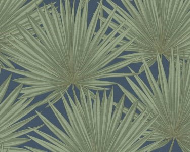 Vliesová tapeta modrá, zelená -  palmové listy 390905 / Tapety na zeď 39090-5 Antigua (0,53 x 10,05 m) A.S.Création