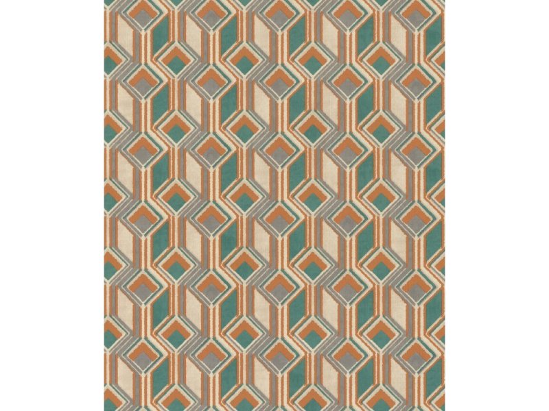 Vliesová tapeta béžová, oranžová, tyrkysová - geometrická, retro 746525 / Tapety na zeď Indian style (0,53 x 10,05 m) Rasch