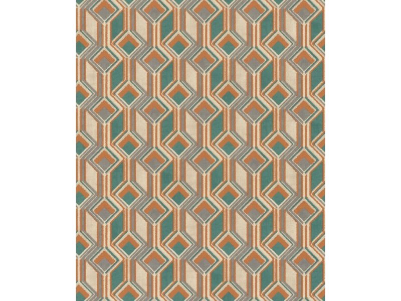 Vliesová tapeta béžová, oranžová, tyrkysová - geometrická, retro 746525 / Tapety na zeď Indian style (0,53 x 10,05 m) Rasch