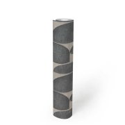 Vliesová tapeta s geometrickým vzorem, imitující listy, kombinace barev černá, béžová, šedá taupe - kolekce Stories of Life - německý výrobce A.S.Création