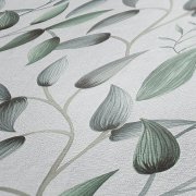 Svěží vliesová tapeta se vzorem zelených a šedých listů, matná s jemnou texturou - kolekce PintWalls II - německý výrobce A.S.Création