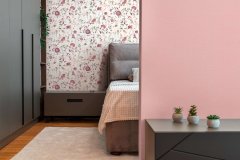 Květovaná vliesová tapeta ve venkovském stylu, matná s jemnou texturou, kombinace šedé, zelené, červené a bílé barvy - kolekce PintWalls II - německý výrobce A.S.Création