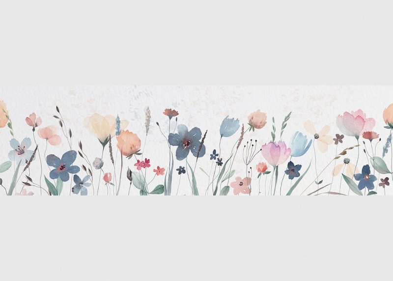 Samolepicí bordura barevné květy (5 m x 13,8 cm) / Dekorativní samolepicí bordury AG Design WB8253