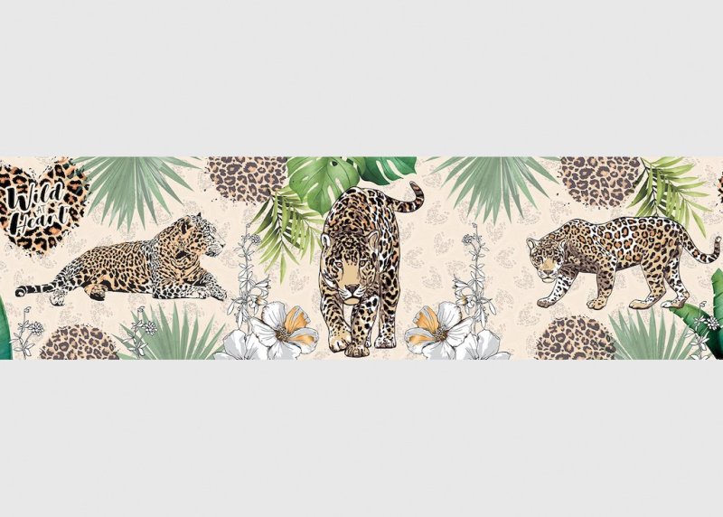 Samolepicí bordura džungle, gepardi (5 m x 13,8 cm) / Dekorativní samolepicí bordury AG Design WB8263