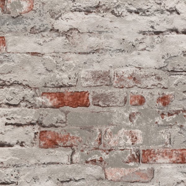 Vliesová tapeta vintage cihly, stará stěna, barvy šedá, oranžová 649437 / Vliesové tapety na zeď Andy Wand (0,53 x 10,05 m) Rasch
