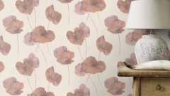 Lopuchové listy, barvy hnědá, béžová, krémová, strukturální vliesová tapeta z kolekce Andy Wand od výrobce Rasch