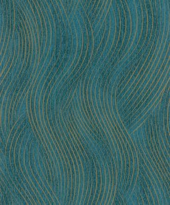 Vliesová tapeta modré, zlaté vlnky 0,53 x 10,05 m / Tapety na zeď Mona 82477 Marburg