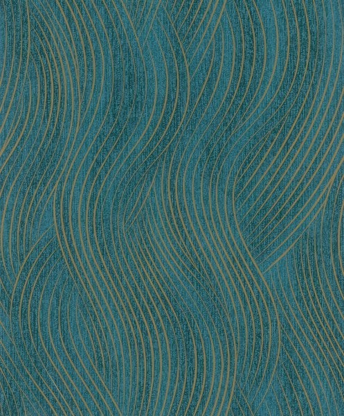 Vliesová tapeta modré, zlaté vlnky 0,53 x 10,05 m / Tapety na zeď Mona 82477 Marburg