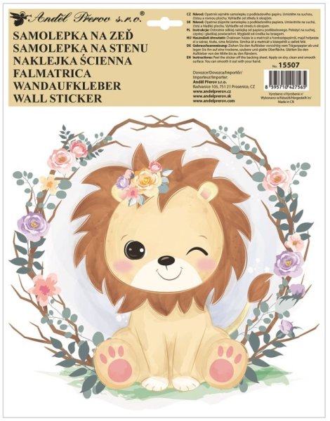 Samolepicí dekorace pro děti Lev (30 × 42 cm) / Dětská samolepka na stěnu 15507 Room Decor