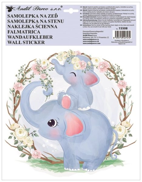 Samolepicí dekorace pro děti Slon (30 × 42 cm) / Dětská samolepka na stěnu 15508 Room Decor
