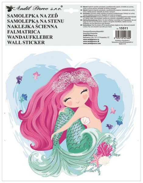 Samolepicí dekorace pro děti Mořská panna (30 × 42 cm) / Dětská samolepka na stěnu 15511 Room Decor