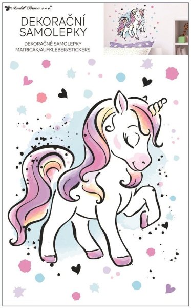 Samolepicí dekorace pro děti jednorožec (42 x 60 cm) / Dětská samolepka na stěnu 15500 Room Decor