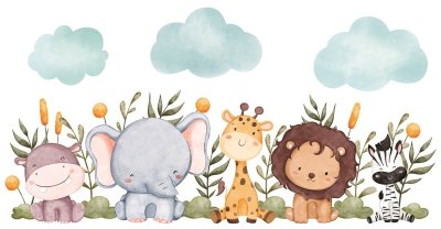 Samolepicí dekorace pro děti pruh, bordura Safari (32 × 60 cm) / Dětská samolepka na stěnu 15513 Room Decor