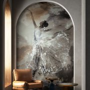 Vliesová fototapeta béžová, malovaná baletka 2,12 x 2,70 m / Vliesový tapetový panel 35097 City Romance