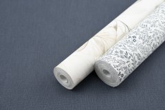 Vliesová tapeta tmavě modrá, drobný textilní vzor (0,53 x 10,05 m) / Vliesové tapety na zeď Farm Living 709834 Rasch