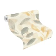 Vliesová tapeta žluté, béžové, šedé listy (0,53 x 10,05 m) / Vliesové tapety na zeď Liverna 416329 Rasch